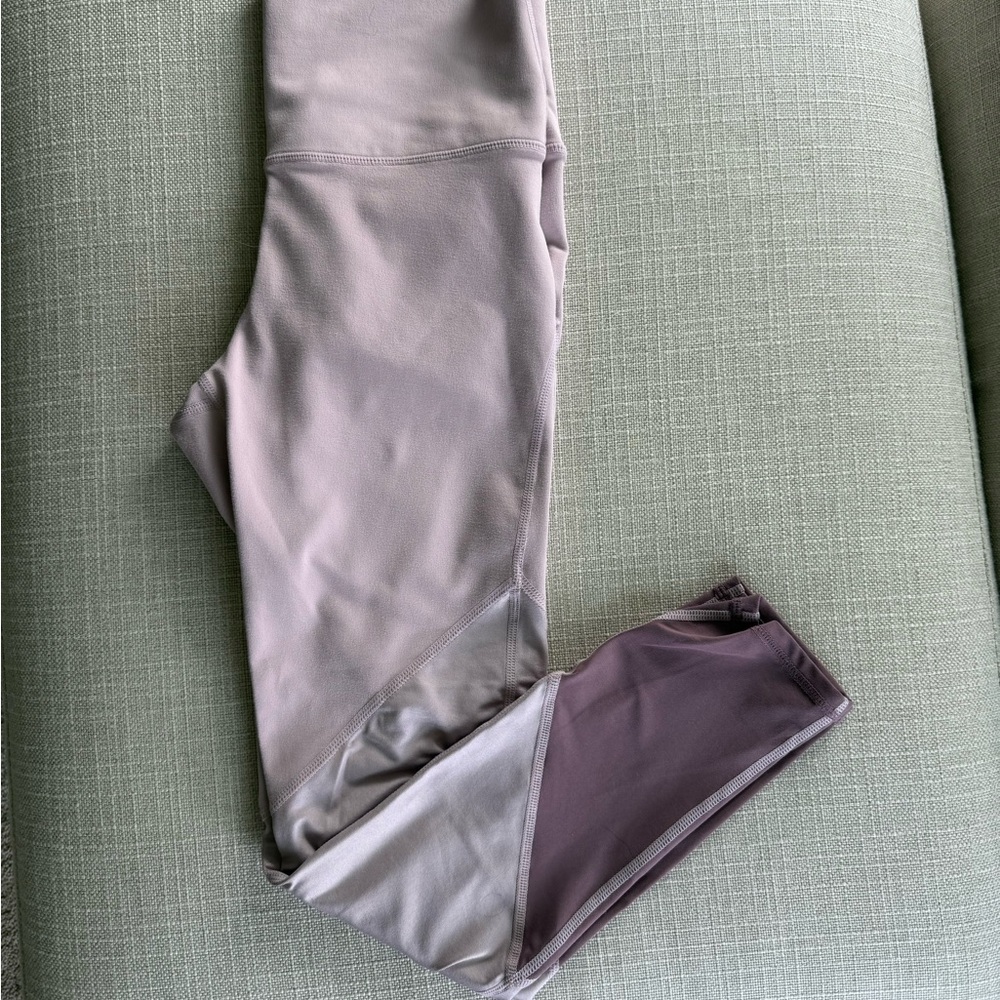 Fabletics Gray and Purple High-Waisted Leggings